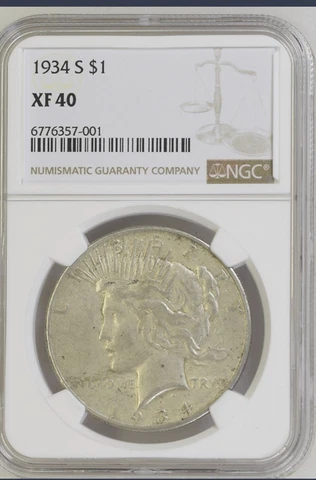 1934 S Peace Dollar NGC XF40 PD16 Cover