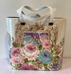 DELILL Vintage White Patent Leather Rose Garden Dance Quilted Handle Purse - Picture 1 of 9