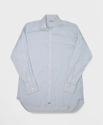 Camisa de vestir Burberry para hombre 16 azul a rayas abotonadas manga larga algodón Londres Foto 1 de 4