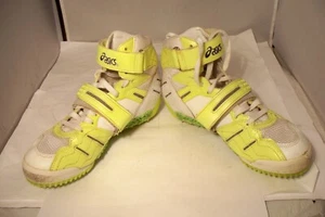 Mens 7.5 Asics Rhyno Skin GN910 Track Yellow Blue Lace Up Strap Closure Cleats . - Picture 1 of 12