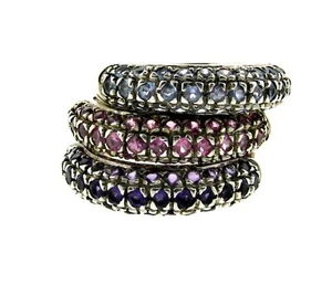 WUNDERSCHÖNES Trio aus 18k Weißgold, Saphir & Amethyst Bändern um 1980! - Bild 1 von 1