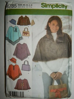 Capelet Poncho Hat Bag Sewing Pattern Simplicity 4785 Size XS Cut NO INSTRUCTION - Image 1 of 4