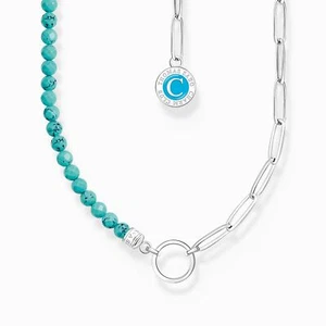 THOMAS SABO Charm Kette imitierter Türkis 925 Silber KE2189-007-17 Länge 45 cm - Bild 1 von 5