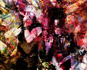 Axl and Slash Art Print, Guns n Roses Canvas, Axl Rose Painting, Slash Art - Picture 1 of 8