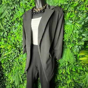 Pie In The Sky Women Size Small Black Open Blazer 3/4 Sleeve Rouged NWT - Picture 1 of 15