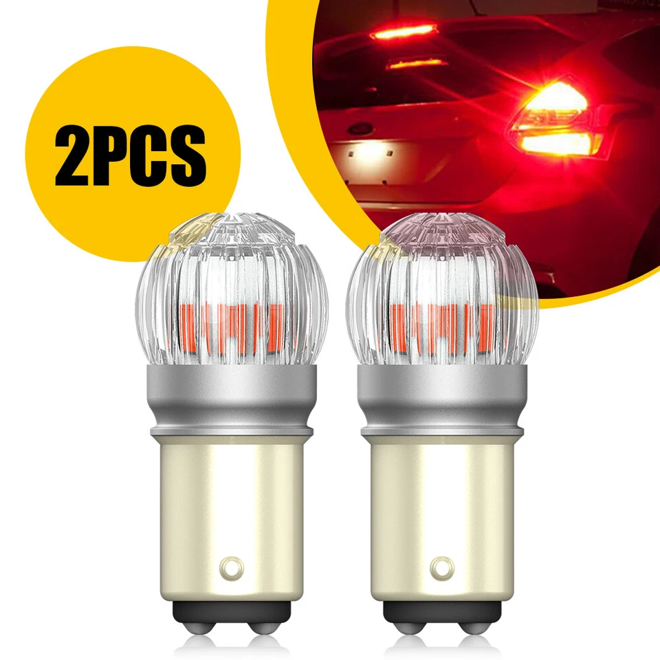 2 件 AUXITO 1157 7507 2357 BAY15D 红色 LED 停止转向信号制动尾灯灯泡 — 第 1/4 张图片