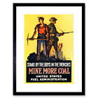 War Wwi Usa Mine Coal Soldier Fuel Poster Framed Wall Art Print 12X16 In