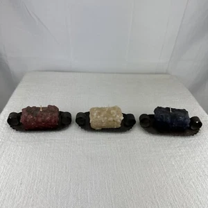 Set Of 3 - Home Decor Candles With Holders - Red White & Blue Candles For House - Picture 1 of 8