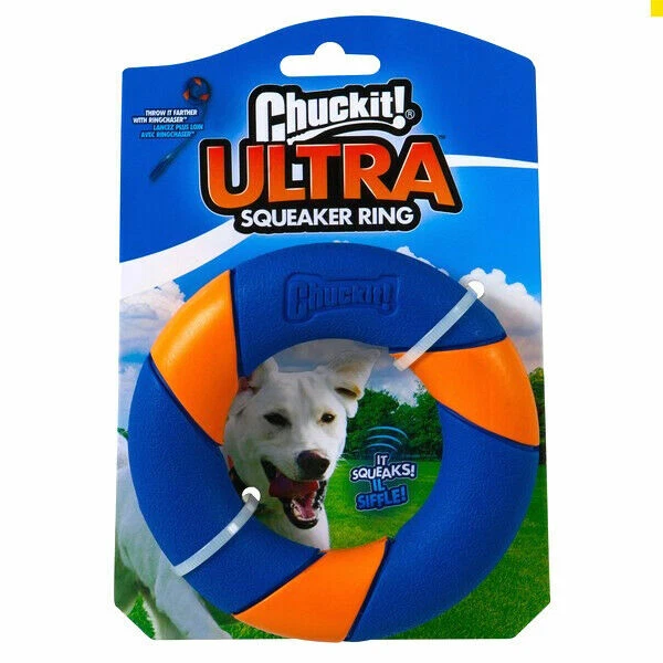 Chuckit Dog Toys Fetch Ultra Squeaker Ring Chase Fetch Tug Toy Erratic Bounce - Image 1 of 1