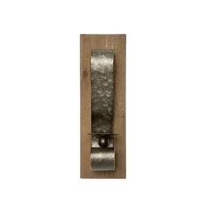 Regal Scroll Candle Holder Sconce Wall Mount Wood Plaque Metal Scroll Sconce - Picture 1 of 3