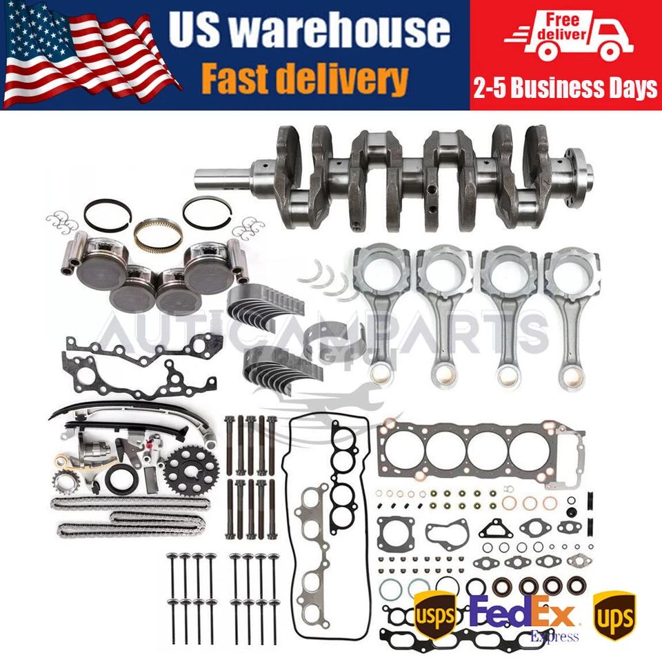 For Toyota Tacoma 2.7L 3RZ-FE Engine Rebuild Overhaul Kit Crankshaft Rods Timing - Image 1 of 1