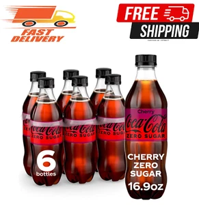 Coca-Cola Zero Sugar Cherry Diet Soda Soft Drink, 16.9 fl oz, 6 Pack.. - Picture 1 of 9