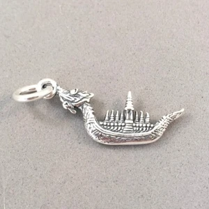 925 Sterlingsilber 3-D THAI ROYAL BAHN CHARM Bangkok Schwan Boot Tempel Neu TA42 - Bild 1 von 3