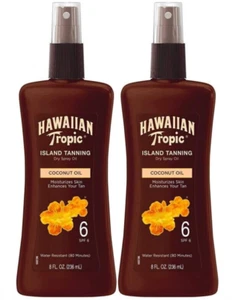 2X Hawaiian Tropic Dark Tanning Oil Coconut Oil, Spray Pump, SPF 6, 8oz exp '25 - Picture 1 of 1