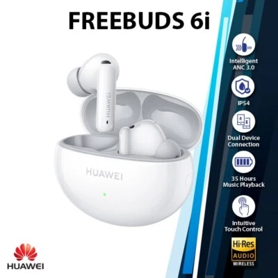 Huawei FreeBuds 6i Bluetooth Earphone Earbuds (White/ANC 3.0/Wireless/NEW) - Image 1 of 4