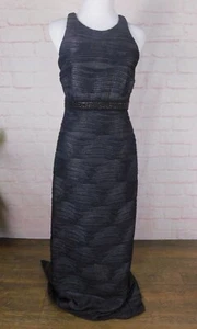 Scarlett Womens Black Sleeveless Textured Gown Sz 6 With Beaded Waist - Picture 1 of 12