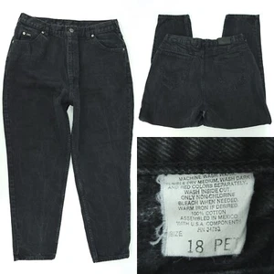 Vtg 90s Lee Riders Womens 18 Petite 18P 32x26 High Waist Black Denim Mom Jeans - Picture 1 of 8