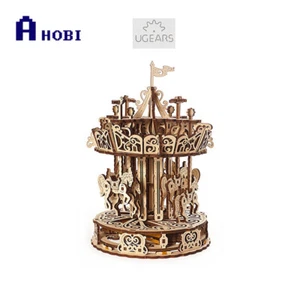 Made In Ukraine UGears Carousel Wooden Mechanical 3D Puzzle Model Kit - Picture 1 of 2