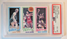 Bird, Erving, Johnson 1980 Topps scoring leader Larry & Magic ROOKIE card PSA 6