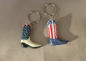 Key chain ring ONE cowboy boot stars and stripes USA patriotic western NEW tag - Picture 1 of 3