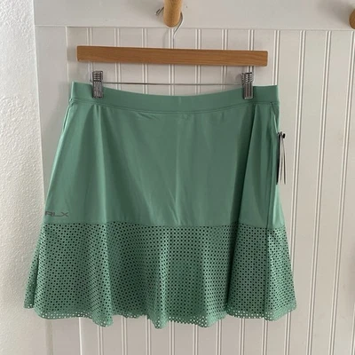 Falda corta RLX Ralph Lauren para mujer M con ojales entrelazados golf 15 pulgadas nueva $148 Foto 1 de 4