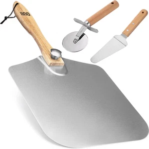 Stainless Steel Pizza Peel, 12 X 14 Inch Square Metal Pizza Peel with Pizza C... - Picture 1 of 12