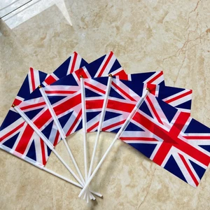 21X14Cm England National Flag UK Flying Flag United Kingdom + Plastic Flagpoles - Picture 1 of 8