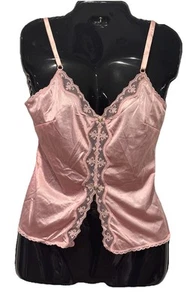 VTG MAIDENFORM Camisole Tank Top Slip Pink Satin Lace Bodice ILGWU SZ 32 Tag New - Picture 1 of 8