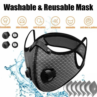 Reusable Breathable Carbon Face Mask with Valve - Ideal for Sports & Outdoors - Image 1 of 4