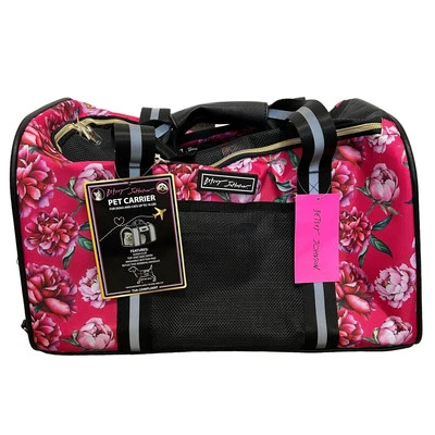 Betsey Johnson Pet Carrier NWT Pink Floral Pets 16 Lbs Travel Shoulder Strap Foto 1 de 4