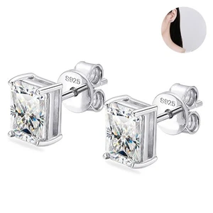 1-4ct Radiant Cut Moissanite Stud Earrings Women 925 Sterling Silver Pass Tester - Picture 1 of 17