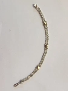 Vtg 14k 925 Sterling Double Rope Chain Precious Precious X Love Kisses Bracelet - Picture 1 of 5