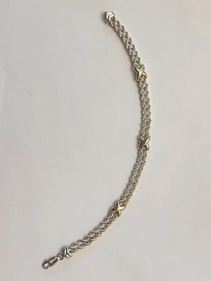 Vtg 14k 925 Sterling Double Rope Chain Precious Precious X Love Kisses Bracelet - Image 1 of 4