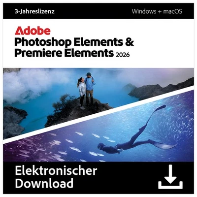 Adobe Photoshop & Premiere Elements 2026| 2 Geräte| 3 Jahre | Code per eMail|ESD - Bild 1 von 2