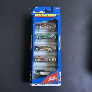 Vintage 90s Mattel Flames Hot Wheels Gift Pack 18831 Speed Demons 5 Cars - Picture 1 of 9