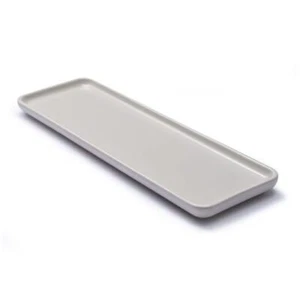 Beige Ceramic Vanity Tray for Bathroom, Bathroom Tray for Counter, Small - Picture 1 of 7