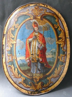 Tableau peinture Portrait homme XVIIIe Saint à identifier ? Baroque Religion - Photo 1/4