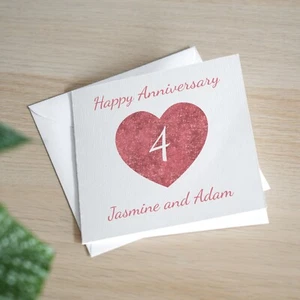 Tarjeta de aniversario de boda personalizada hecha a mano corazón brillante - Imagen 1 de 3