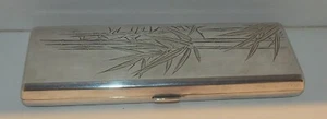 950 STERLING JAPANESE VINTAGE CIGARETTE HINGED BOX BAMBOO DESIGN 135.40GR SIGNED - Picture 1 of 12