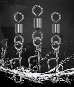 100pcs Fishing Ball Bearing Rolling Swivel Coastlock Snap Decoy Connector Clips - Picture 1 of 23