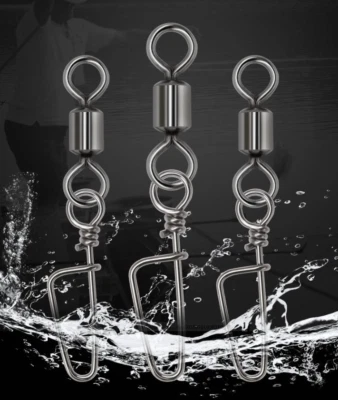 100pcs Fishing Ball Bearing Rolling Swivel Coastlock Snap Decoy Connector Clips - Image 1 of 4