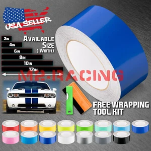 Gloss Color Racing Stripes Vinyl Wrap Rally Decals Stripe Sticker 10FT/20FT Long - Picture 1 of 21