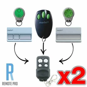 2 x Merlin+ C945 CM842 C940 C943 Bearclaw Plus Replacement Garage Remote Control - Picture 1 of 10