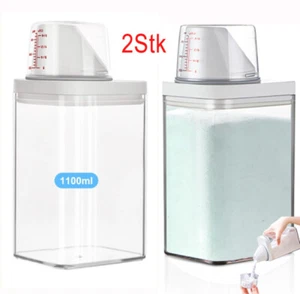 2 Stk Waschmittelspender Mit Messbecher Luftdichter Waschpulver Aufbewahrungsbox - Bild 1 von 10