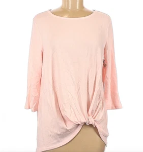 Gibson Pink Pullover Sweater M 3/4 sleeve knot tie 74% rayon 21 poly 5 spandex - Picture 1 of 3
