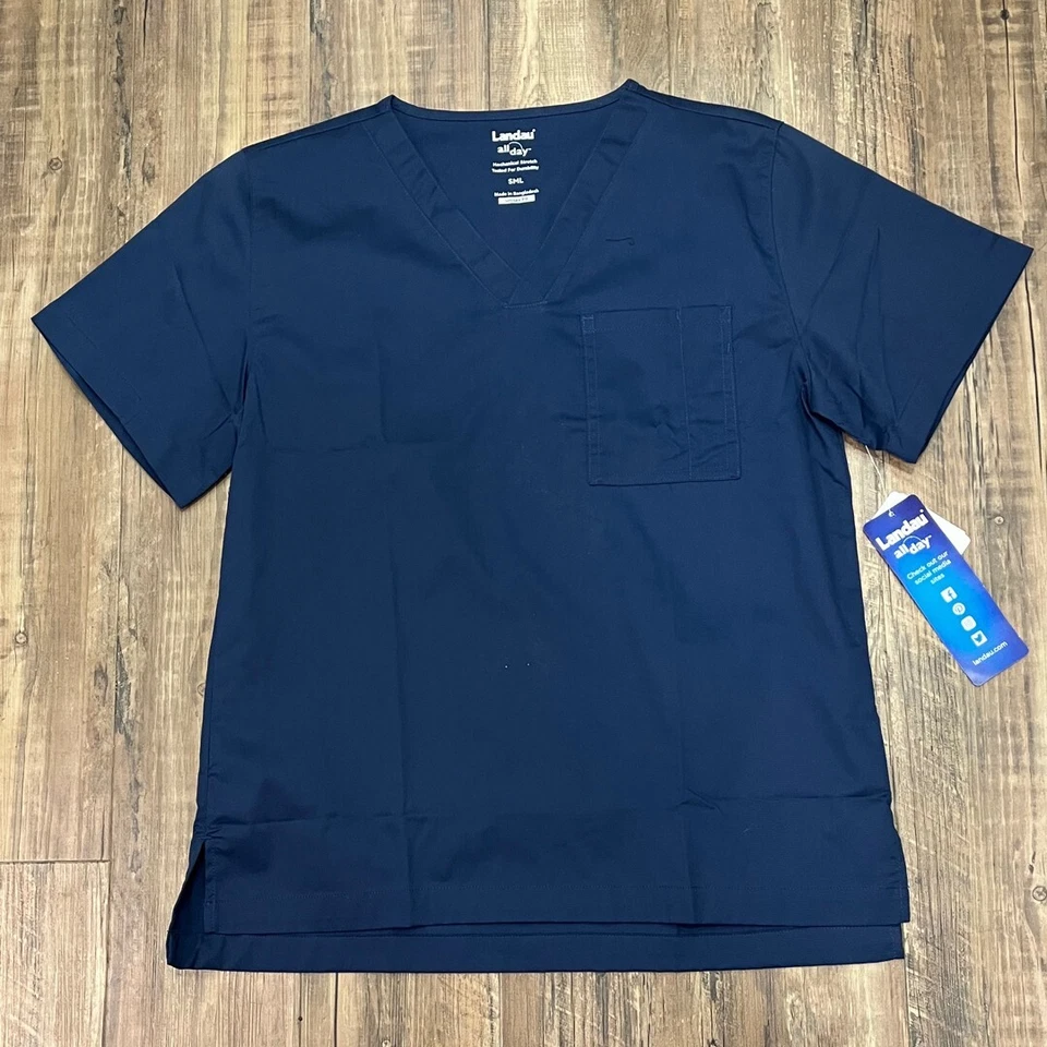 Blusa Médica Landau Todo el Día Para Hombre, Pequeña, Azul Marino, Nueva con Etiquetas Foto 1 de 1