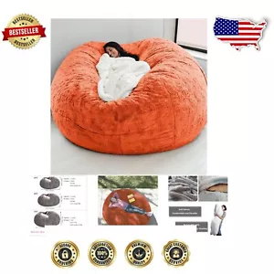 Luxurious 5FT Giant Faux Fur Bean Bag Cover for Kids & Adults - Cozy Relaxation - Picture 1 of 8