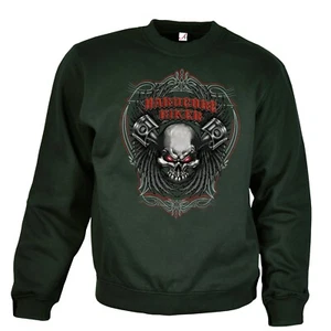 Biker Sweatshirt Pullover Skull Gotik Custom Garage Werkstatt *4317 oliv - Bild 1 von 2