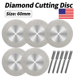 60mm Diamond Cutting Disc Saw Blade with Mandrel Drill Accessory F Cutting Stone - Picture 1 of 8