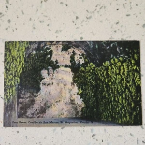 Vintage Leinen Postkarte St. Augustine Florida, Castillo de San Marcos Farnzimmer - Bild 1 von 3